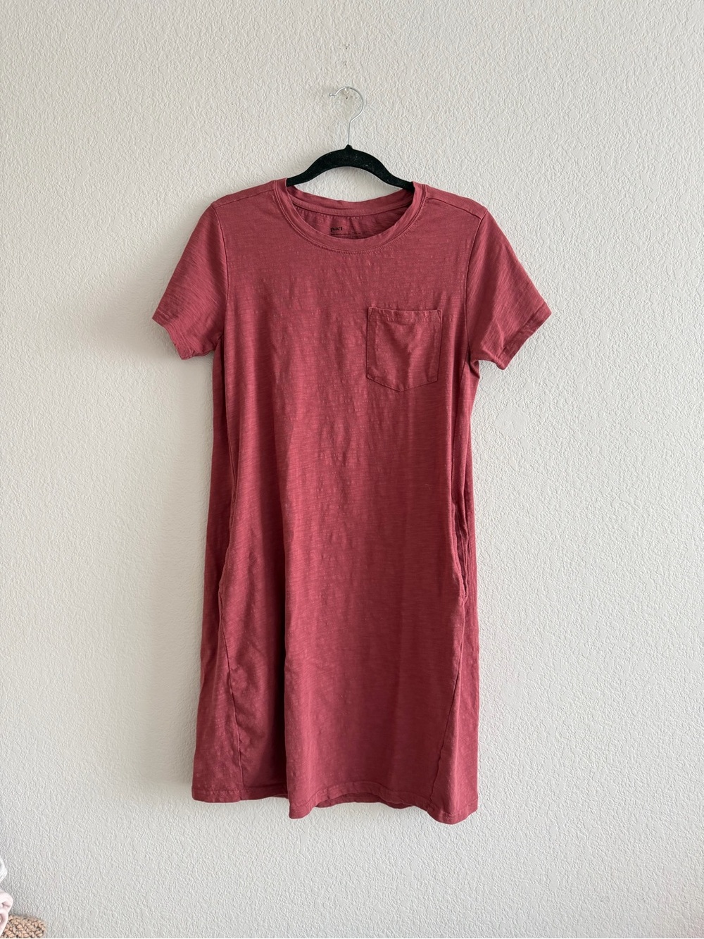 Pact Organic Cotton T Shirt Dress Short Sleeve Crew Neck Mauve Medium